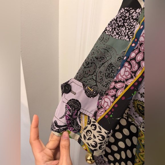 ETRO Milano Colorful Patchwork Belted Trench Coat - Picture 4 of 16